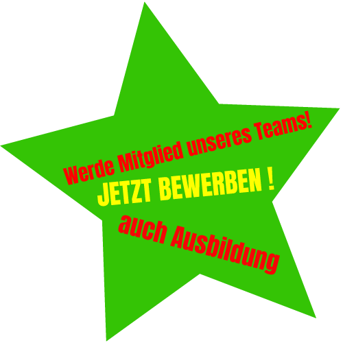 Ein grüner Stern mit dem Textinhalt Werde Mitglied unseres Team! Jetzt Bewerben! Zur Ausbildung als Pflegefachfrau / Pflegefachmann männlich, weiblich, divers, schwenkt ins Bild.