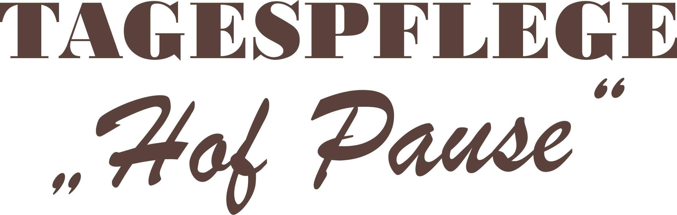 Das Logo der Tagespflege zeigt den Schriftzug Tagespflege „Hof Pause“